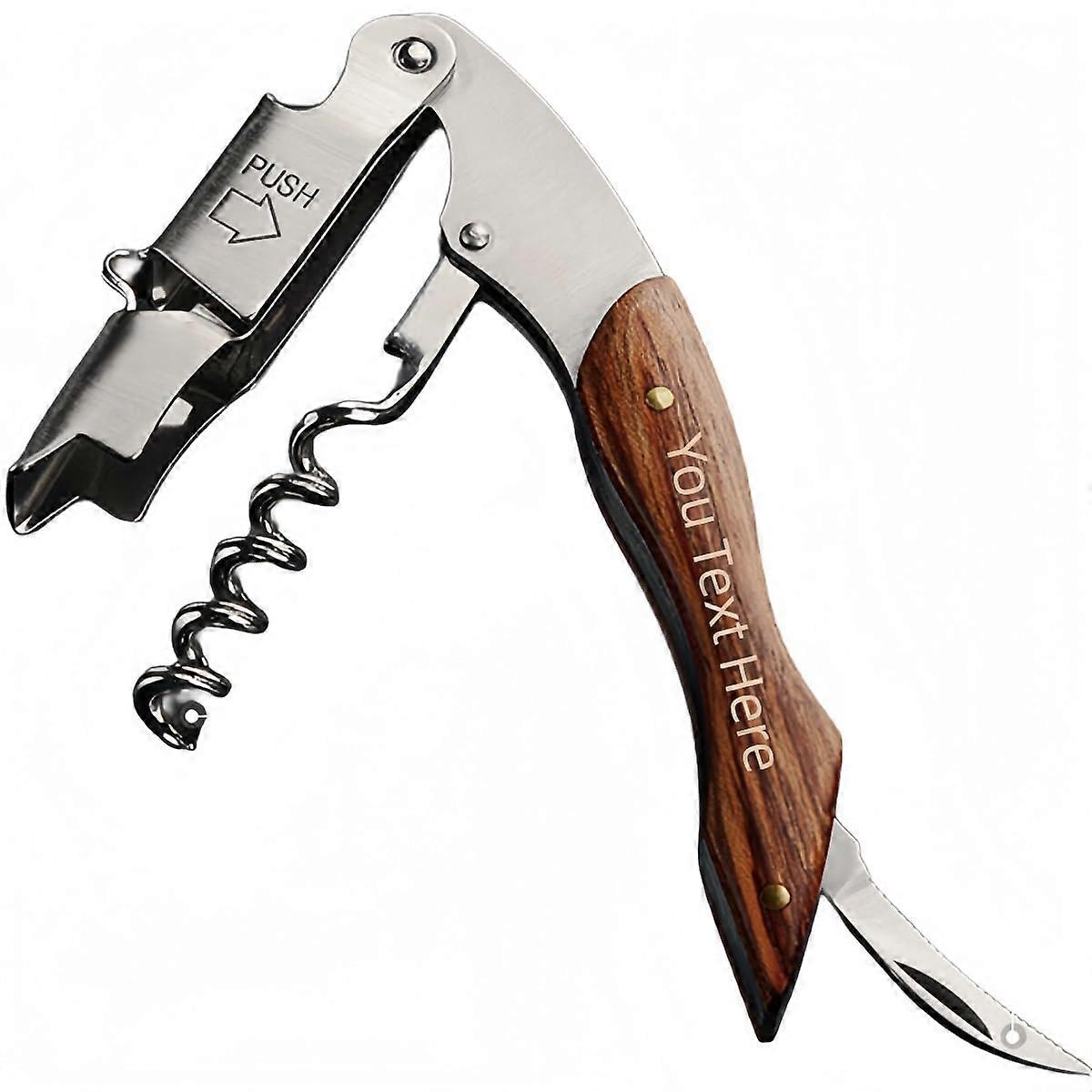Wine Opener with Rosewood Handle, Engraved Sommelier Corkscrew 3in1 for Waiters and Weddings