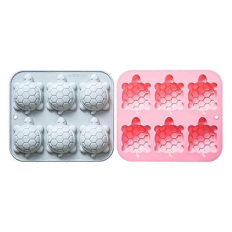 Silicone Turtle Cake Mould with 6 Cavities, NonStick Baking Pan in Pastel Colours