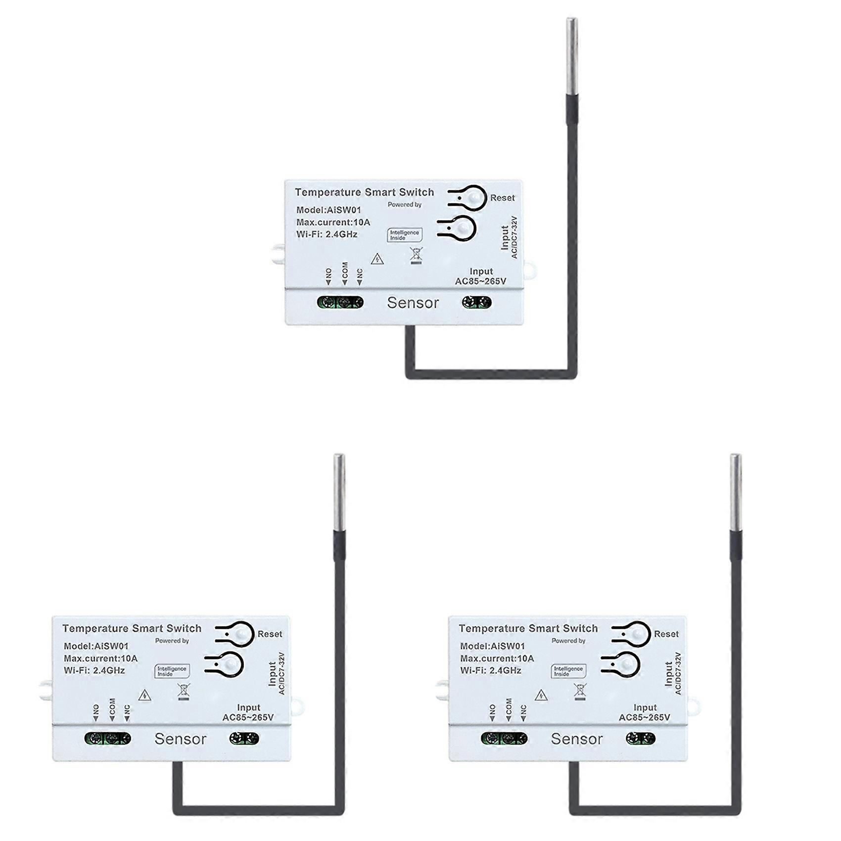 3X Tuya WiFi teplotní spínač 2.4G WiFi teplotní spínač inteligentní spínač s teplotní sondou 1M