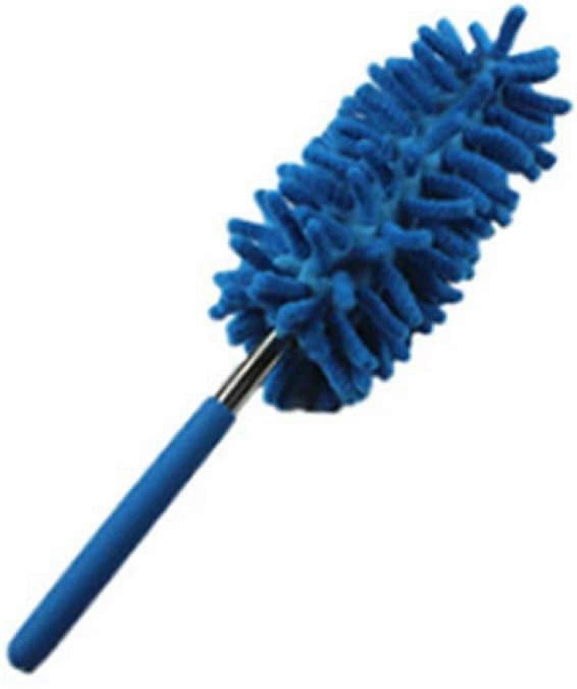 Duster, Extendable Spider Web/Washable Feather Hand Brush With Telescopic Pole For Fragile Item Car Home Office Cleaning Blue