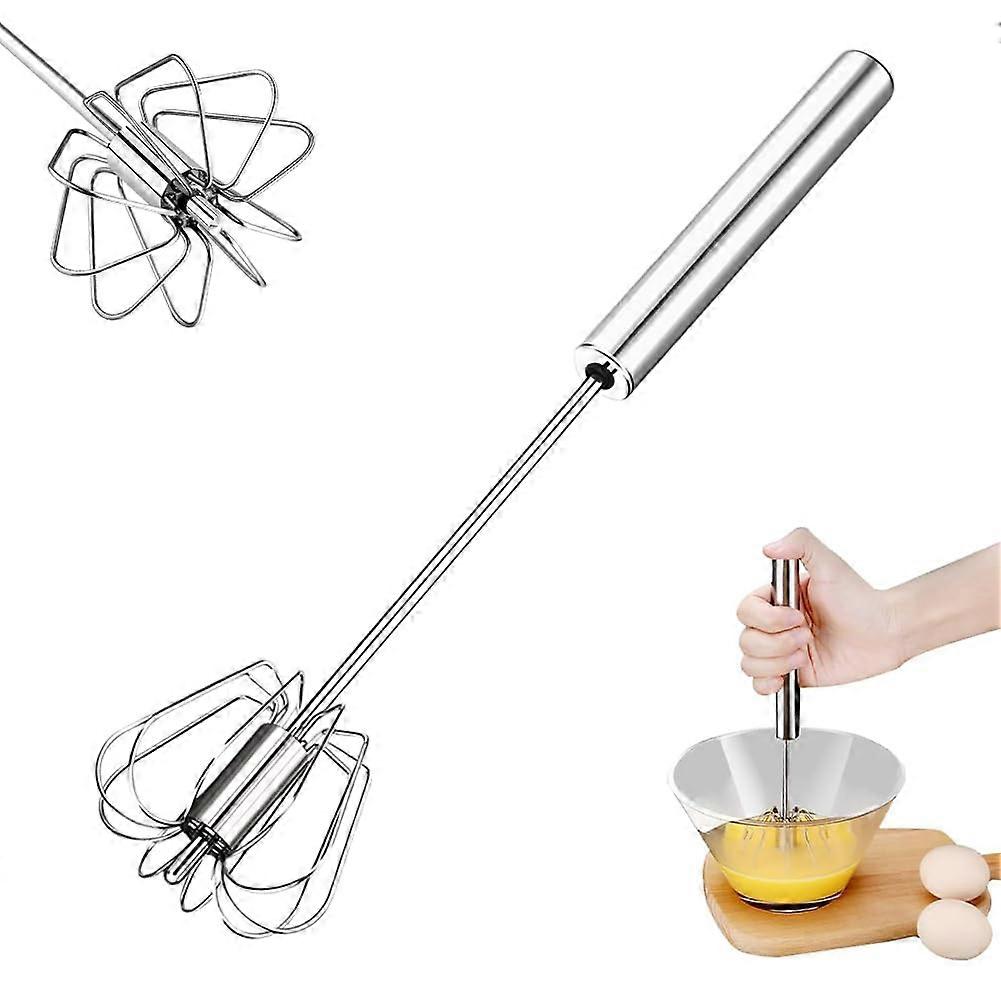 Stainless Steel Egg Beater 10in SemiAutomatic Hand Whisk Mixer for Beating Mixing and Frothing