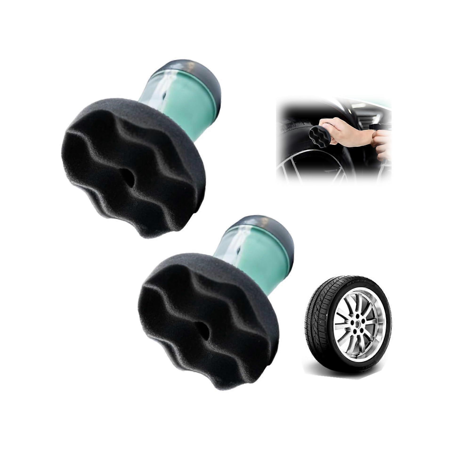 Tire Shine Applicator 2 Pack Green – Reusable Foam Pad for Streak Gloss on Car and Truck Tires