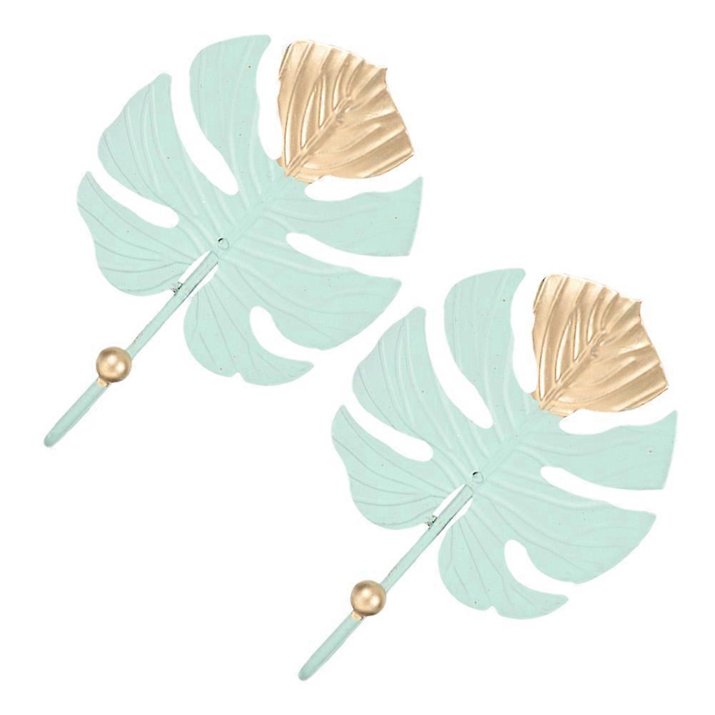 Mini Hook Monstera Leaf Wall Hooks for Hanging Keys 2Pcs Creative Metal Hangers