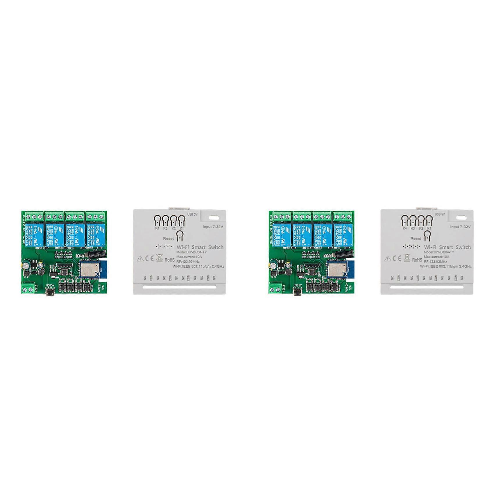 2X 4CH Tuya WiFi Smart Switch DIY Timer 7-32V USB 5V 2.4G Smartlife Home Automation Module for IFTT Alexa Google Home