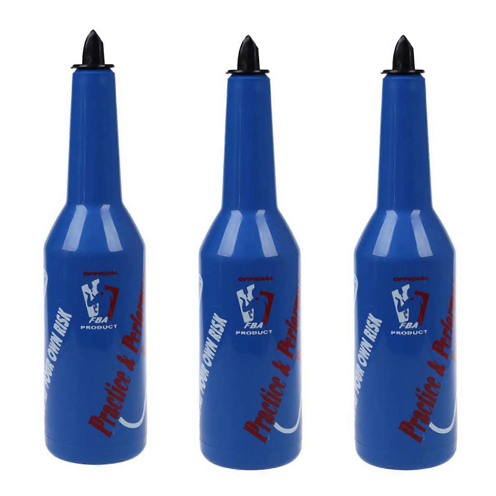 3X Flair Bartender Bartending Practice Bar Pub Bottle Wine Cocktail Shaker - Blue