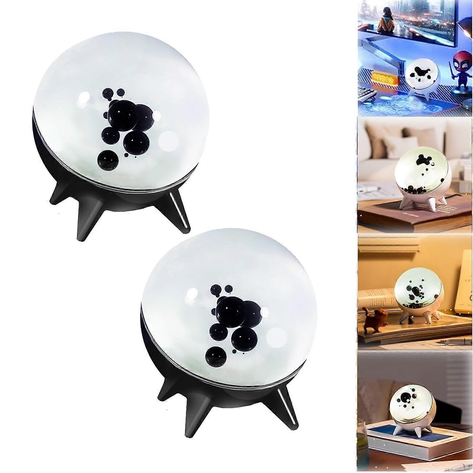 Magnetic Liquid Music Rhythm Light, Ferrofluid Sound Visualizer, Black Ferrofluid Speaker Display, 2pcs Set