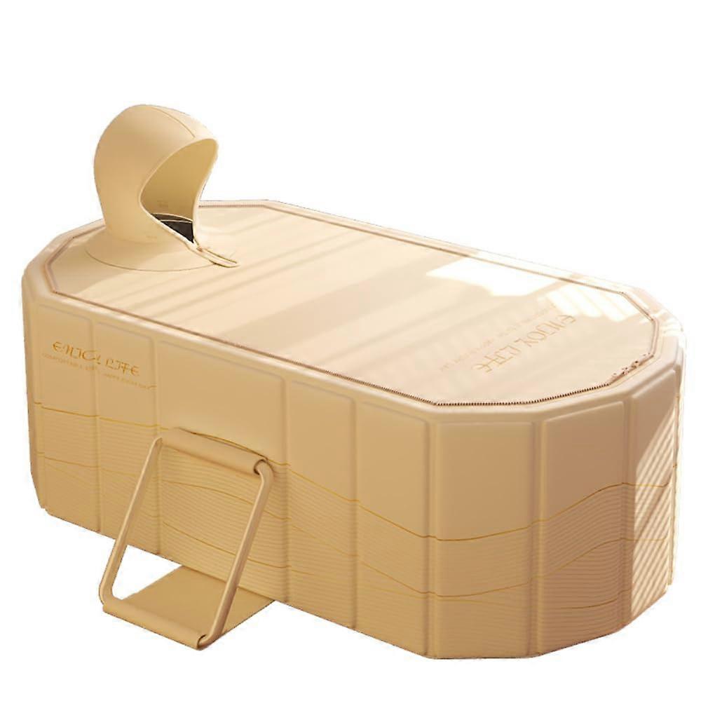 Foldable Soaking Tub 150L Capacity Portable Adult Bathtub Insulated PVC With Drainage Kit SpaceSaving Home Bath