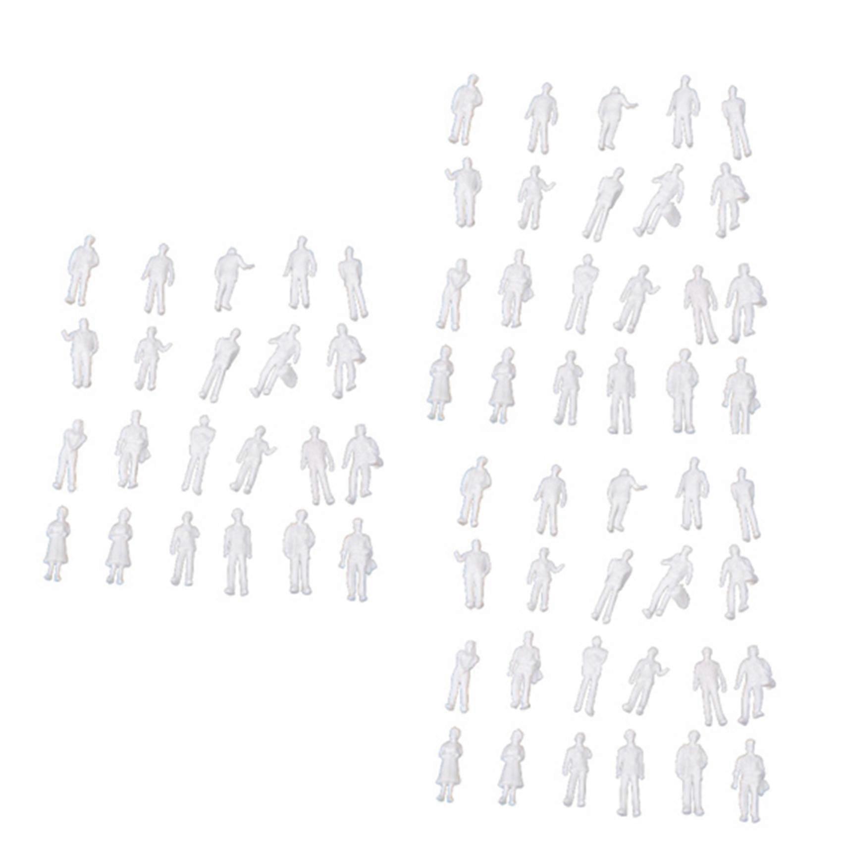 300Pcs HO Scale 1:100 White Model People Unpainted Train Figures