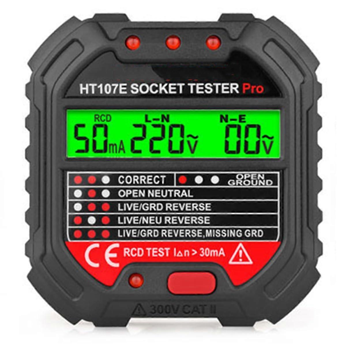 Socket Tester with RCD and Voltage Display for Instant Circuit Status and Home Wiring Safety