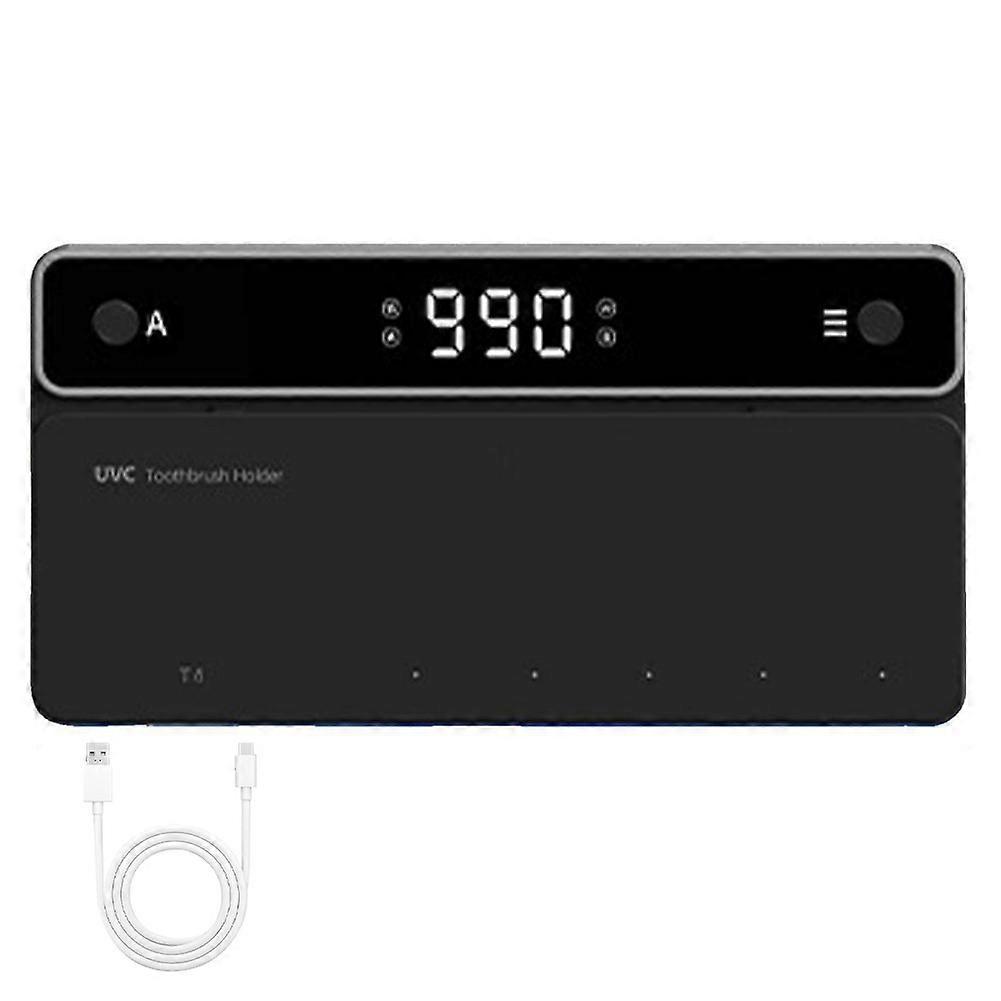 Toothbrush Holder, Timer Function, Rechargeable Cordless Wall-Mounted Bathroom Black