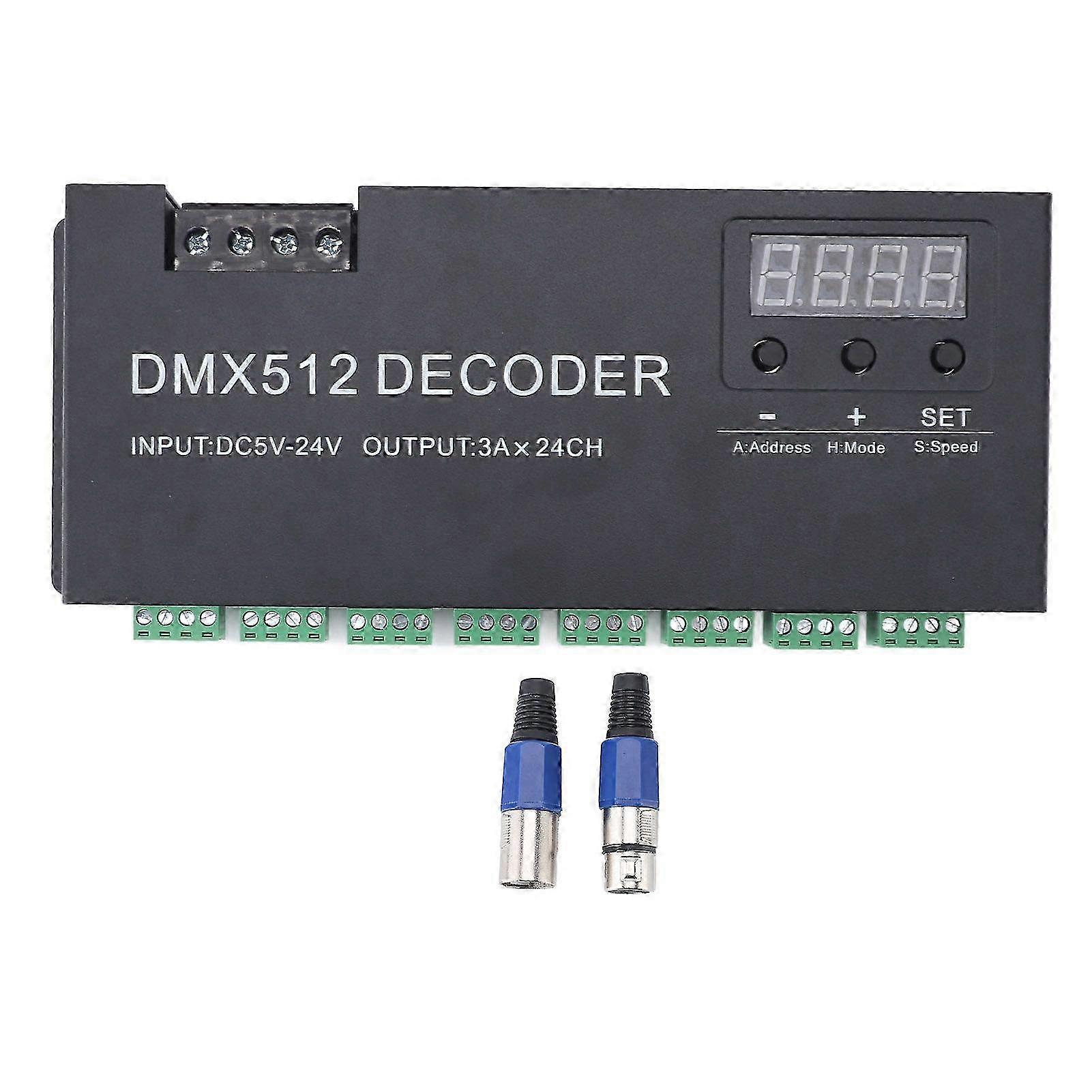 DMX Decoder 24 Channel Digital Display Dimming Driver LED DMX512 Controller for RGB Strip Light DC 524V szrh21