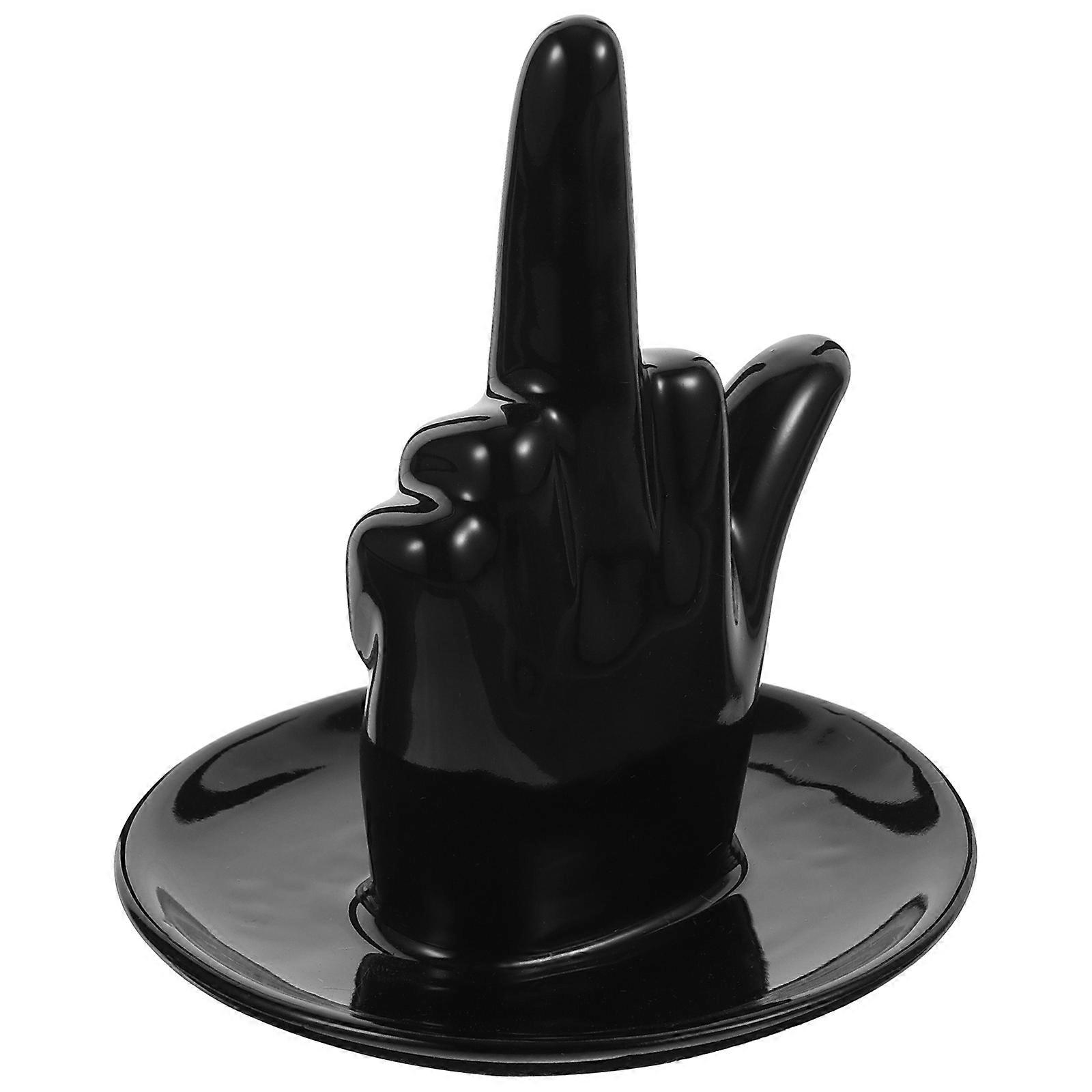 Black Ceramic Jewelry Dish for Storage Use with Elegant Hand Modeling