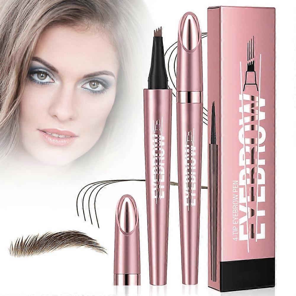 Waterproof Microblading Eyebrow Pencil Dark Brown with 4 Tip for Natural Long Lasting 3D Brows