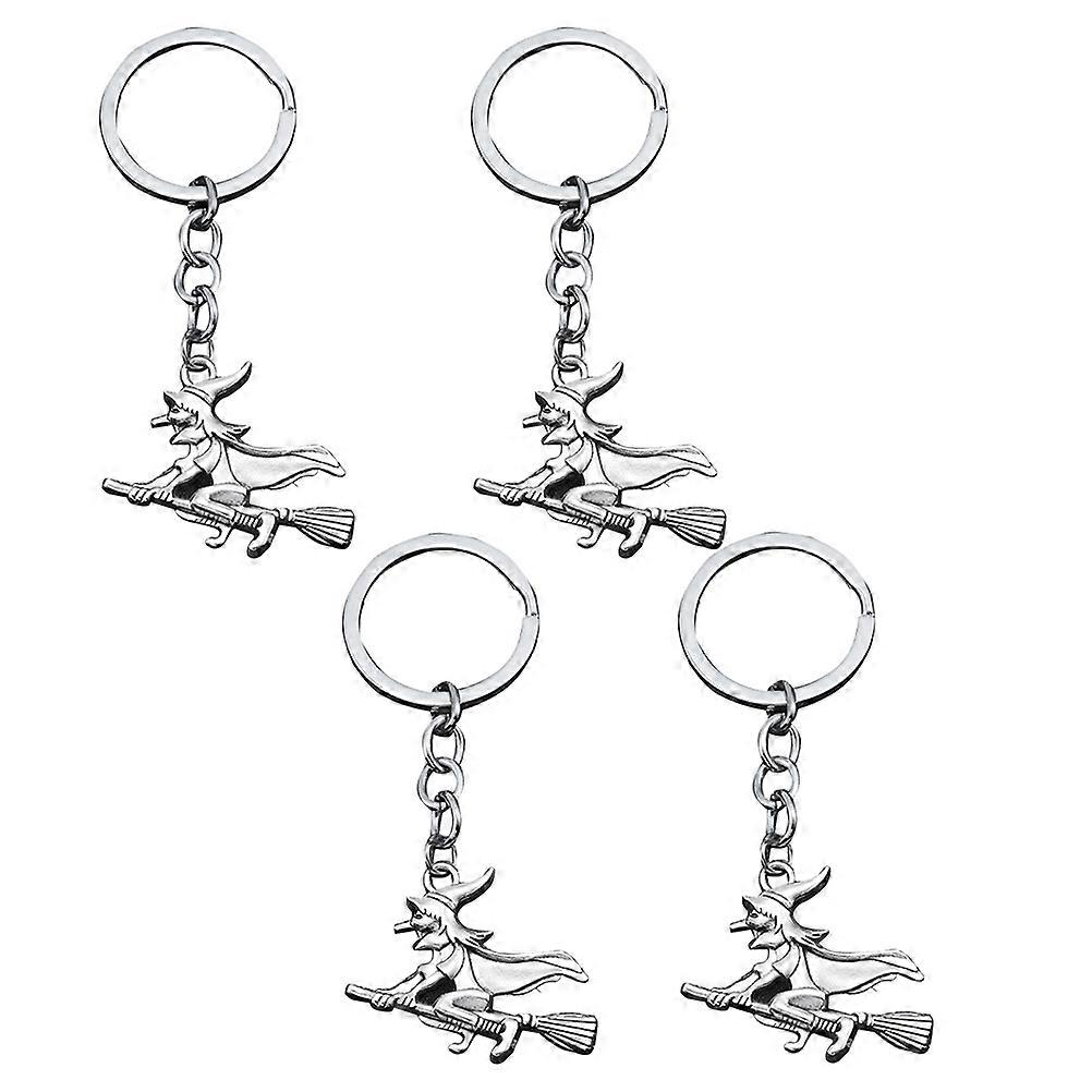 Wizard Broomstick Keychains Alloy Key Holders for Decoration 4Pcs