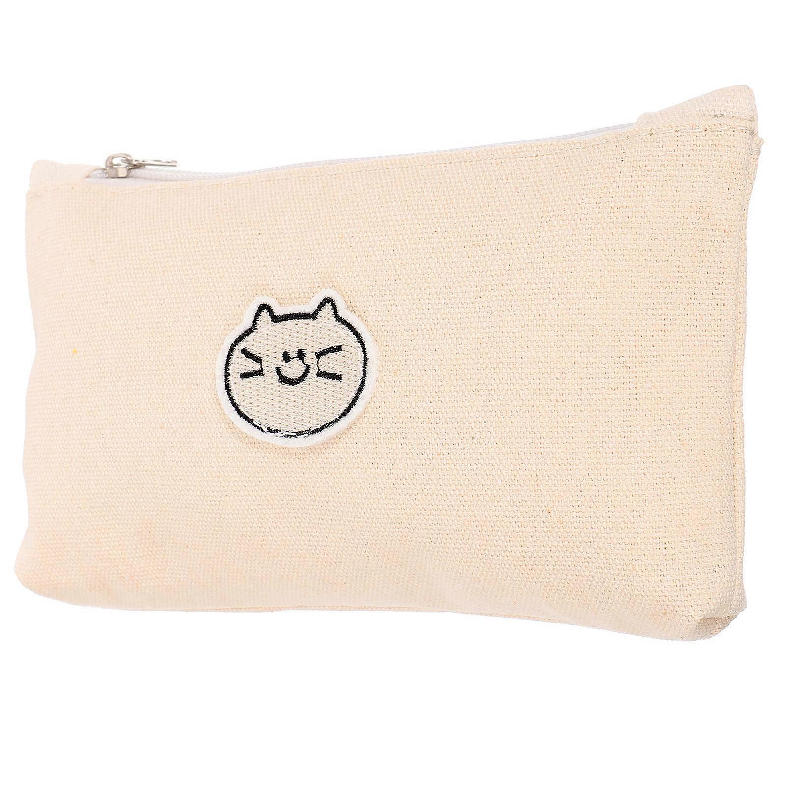 Cat Pencil Case Canvas Pen Holder for Storage Use Large Capacity