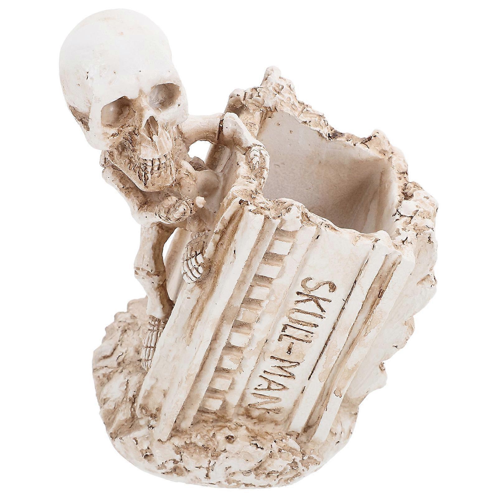 Spooky Skeleton Pen Organizer 4Pcs Desk Accessory For Halloween Friendly Workspace Compact Storage Solution