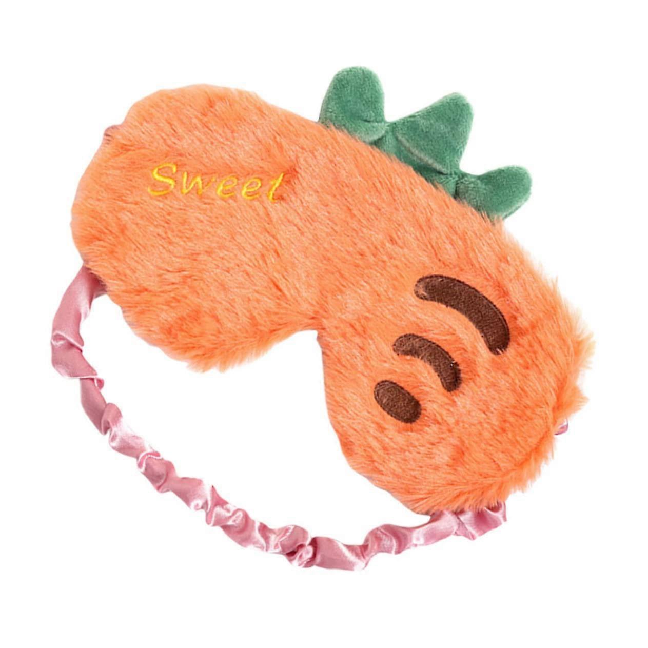 Carrot Shape Sleep Mask Plush Eye Mask with Light Blocking Design Adjustable Strap for Travel