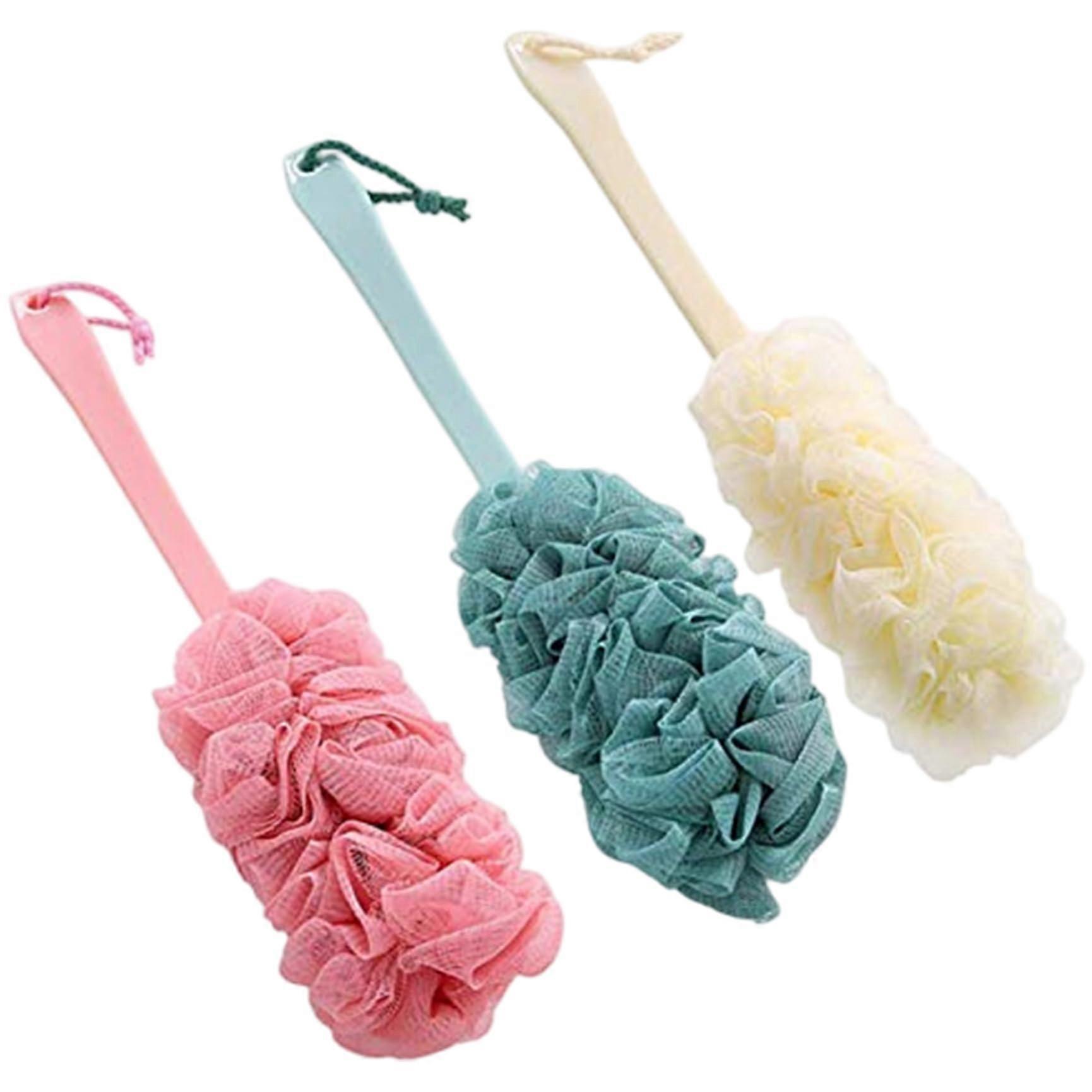 Back Scrubber with Long Handle, Soft Mesh Bath Sponge for Gentle FullBody Exfoliation, 3 Pack