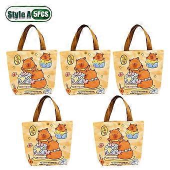 1-20PCS Large Capacity Kapybara Canvas Tote Bag Cute Bento Bag Commuter Bag Holiday Gift Bag Portable Bag Children's Gift Bags