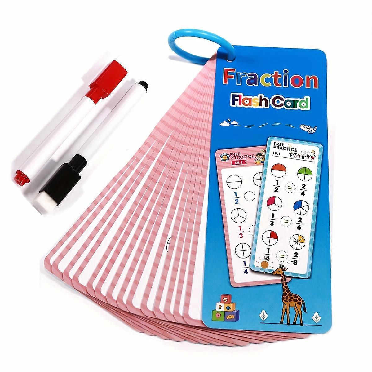 15 Number Cards, Math Fraction Flash Cards, Reusable Erasable Math Learning Cards