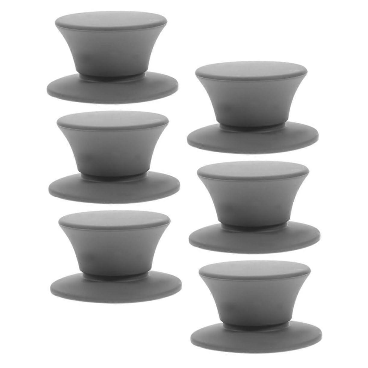6pcs Cookware Lid Replacement Knobs Universal Pot Lid Handle HeatResistant Silicone Grip Grey
