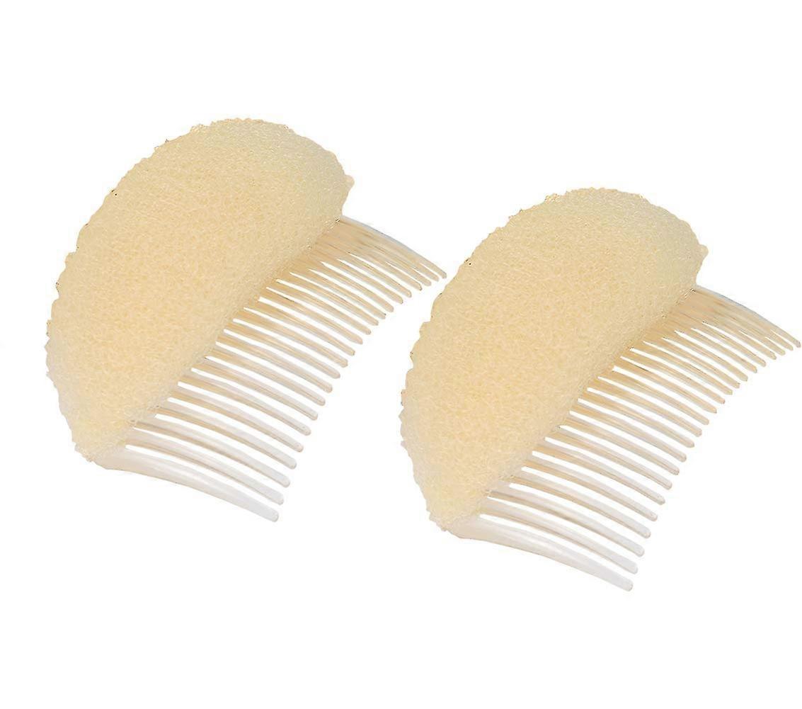 2PCS Invisible Hair Bun Maker Clip and SelfGrip Styling Comb with Sponge Beige Volume Insert Tool