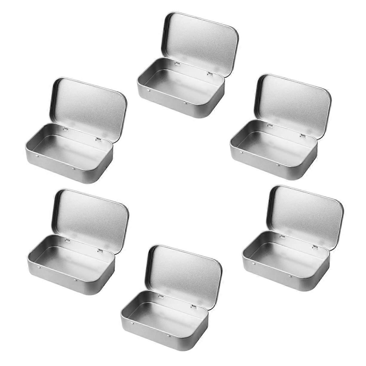 6pcs Small Tin Storage Boxes with Lids, Compact Metal Tins for Crafts, Samples and Keys