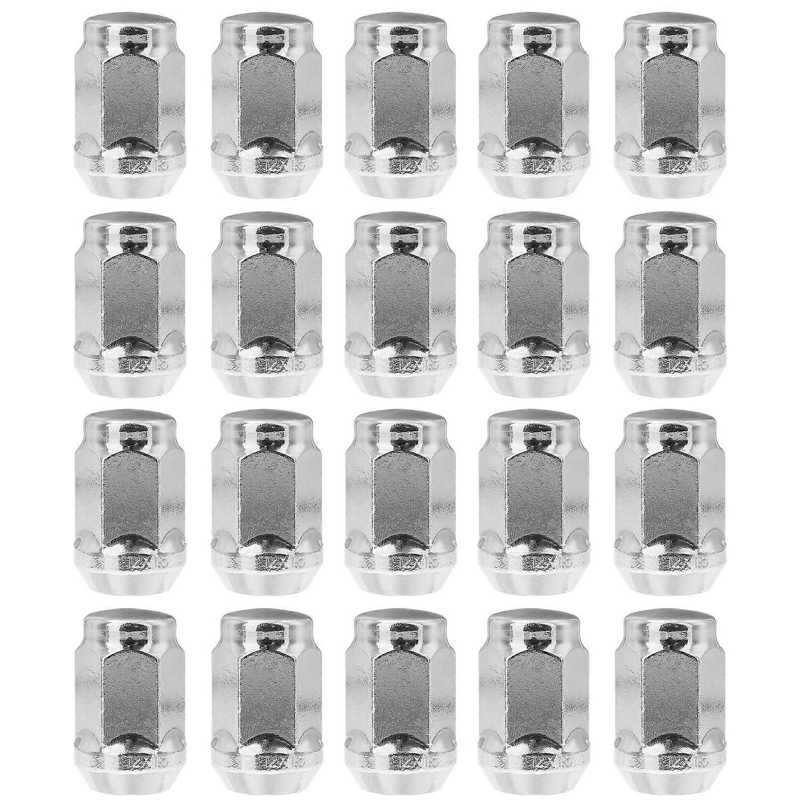 Silver Solid Car Wheel Nut Caps for Repair 20Pcs Universal Screw Cover