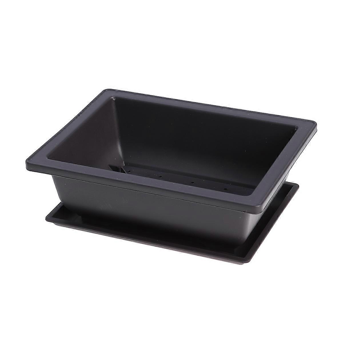 Succulent Flower Pots Plastic Rectangular Planter with Tray 3Pcs for Decoration