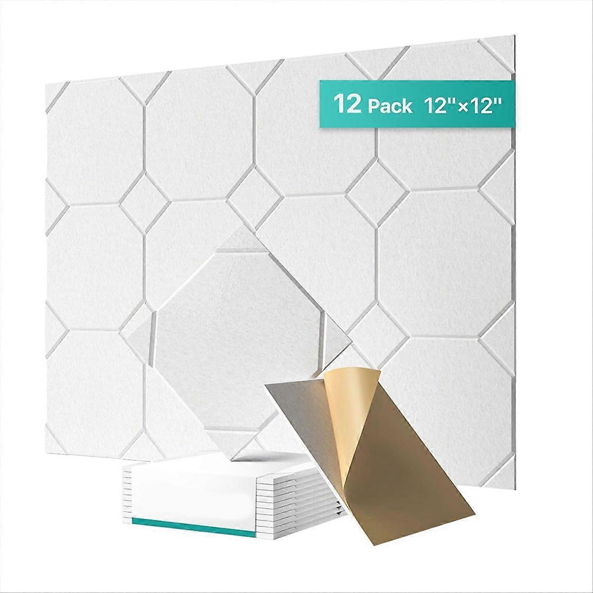 12 Pack Acoustic Panels Self-Adhesive, Soundproof Wall Panels, B
