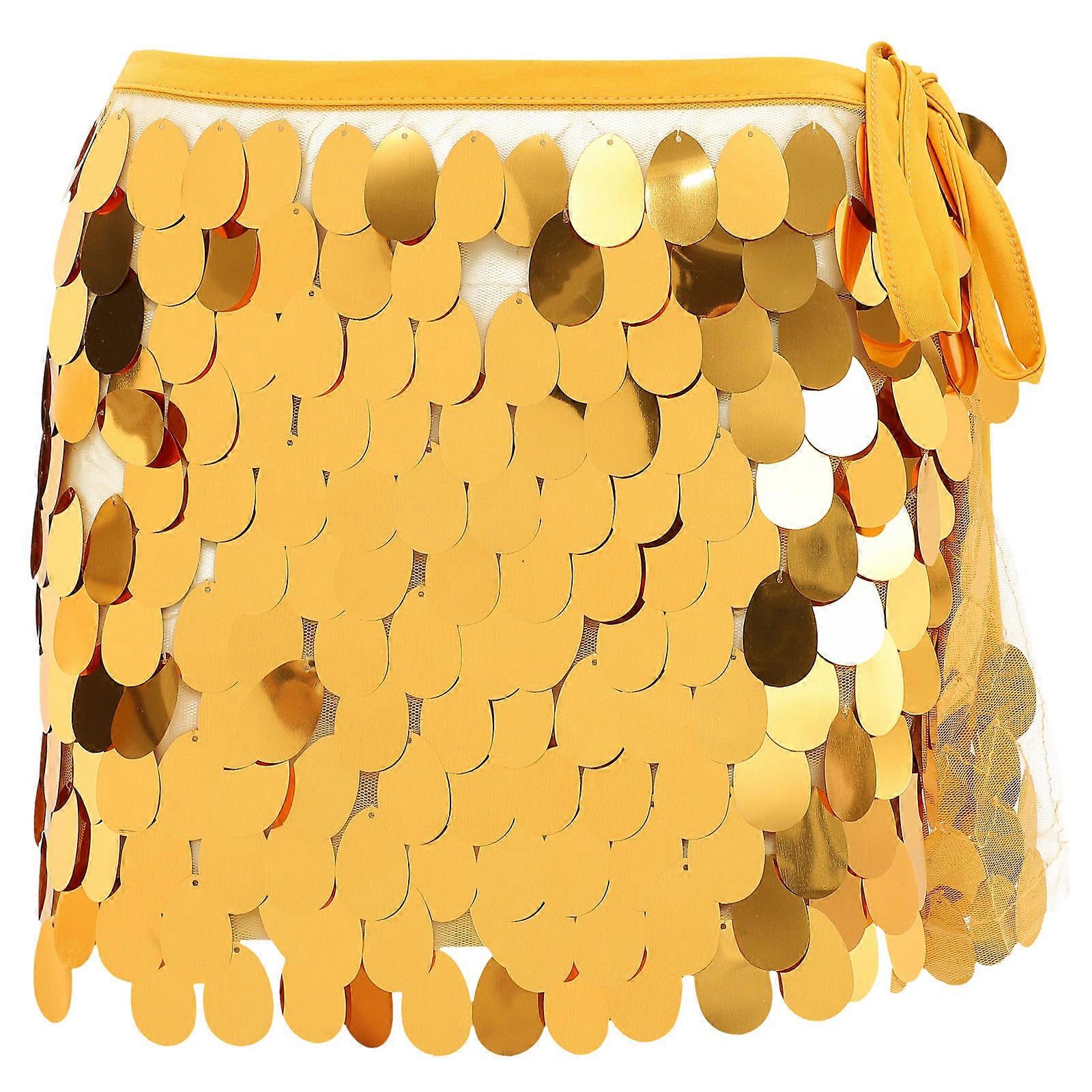 Chic Design Glitter Waist Scarf Stage Performance Belly Dance Accessory Fish Scale Pattern 1Pcs