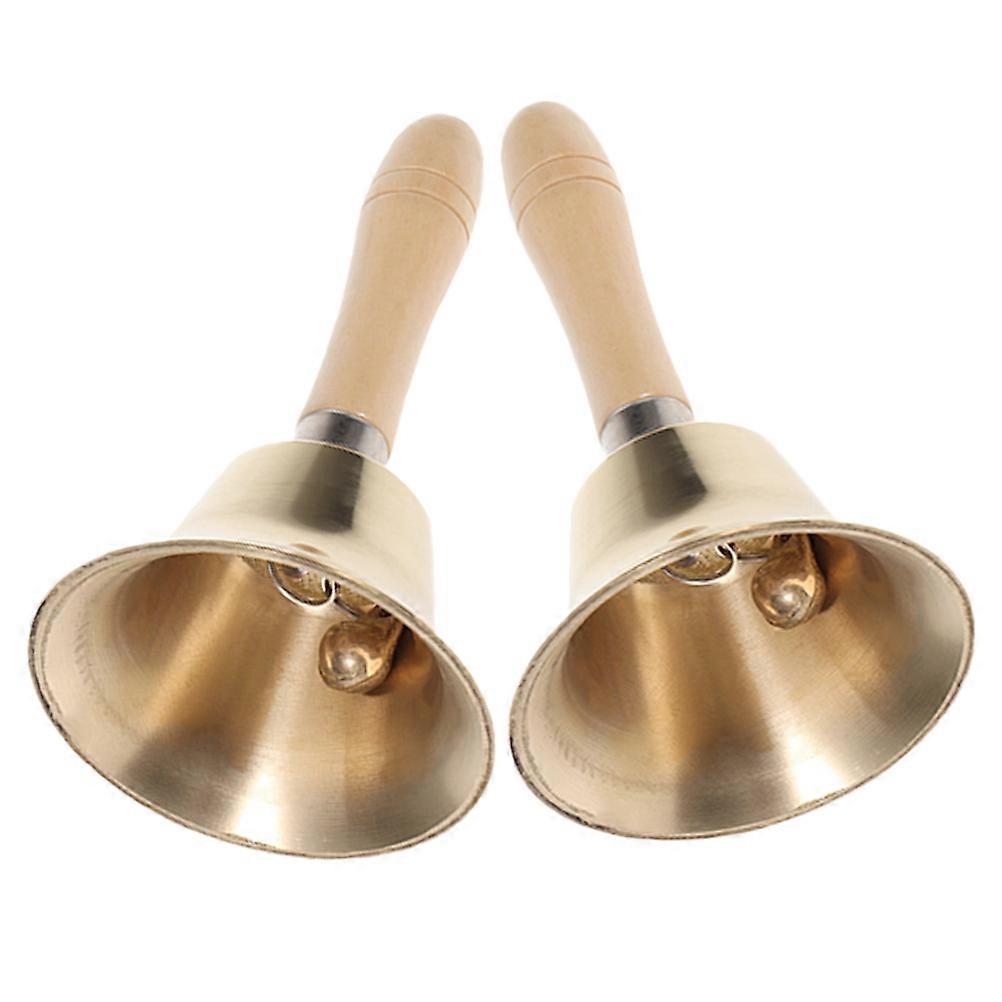 Solid Bell with Wooden Handle for Ringing 2Pcs Loud Service Bell