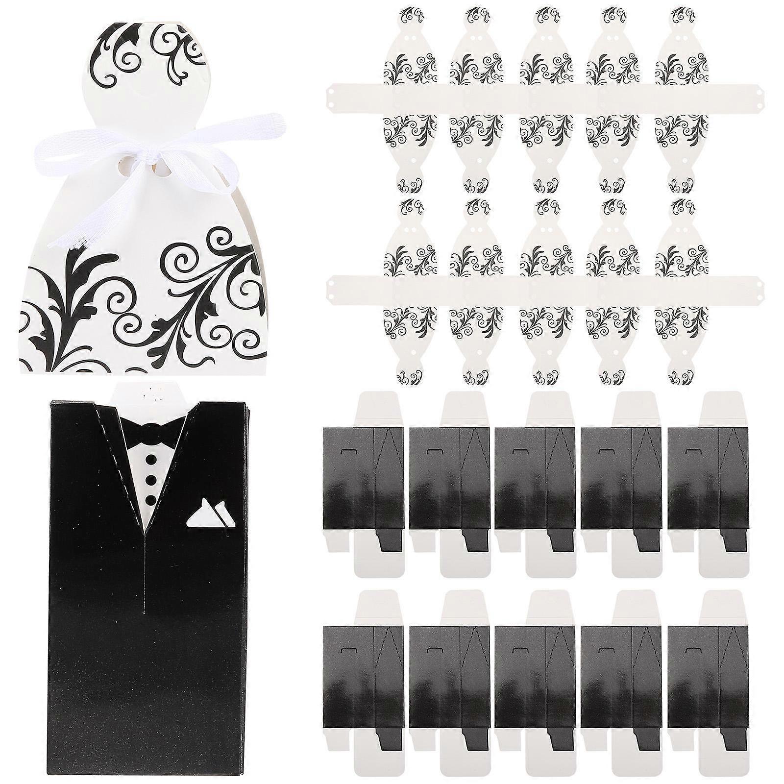 Wedding Candy Box Bride Groom Shape for Candy Packaging 100Pcs Paper Boxes