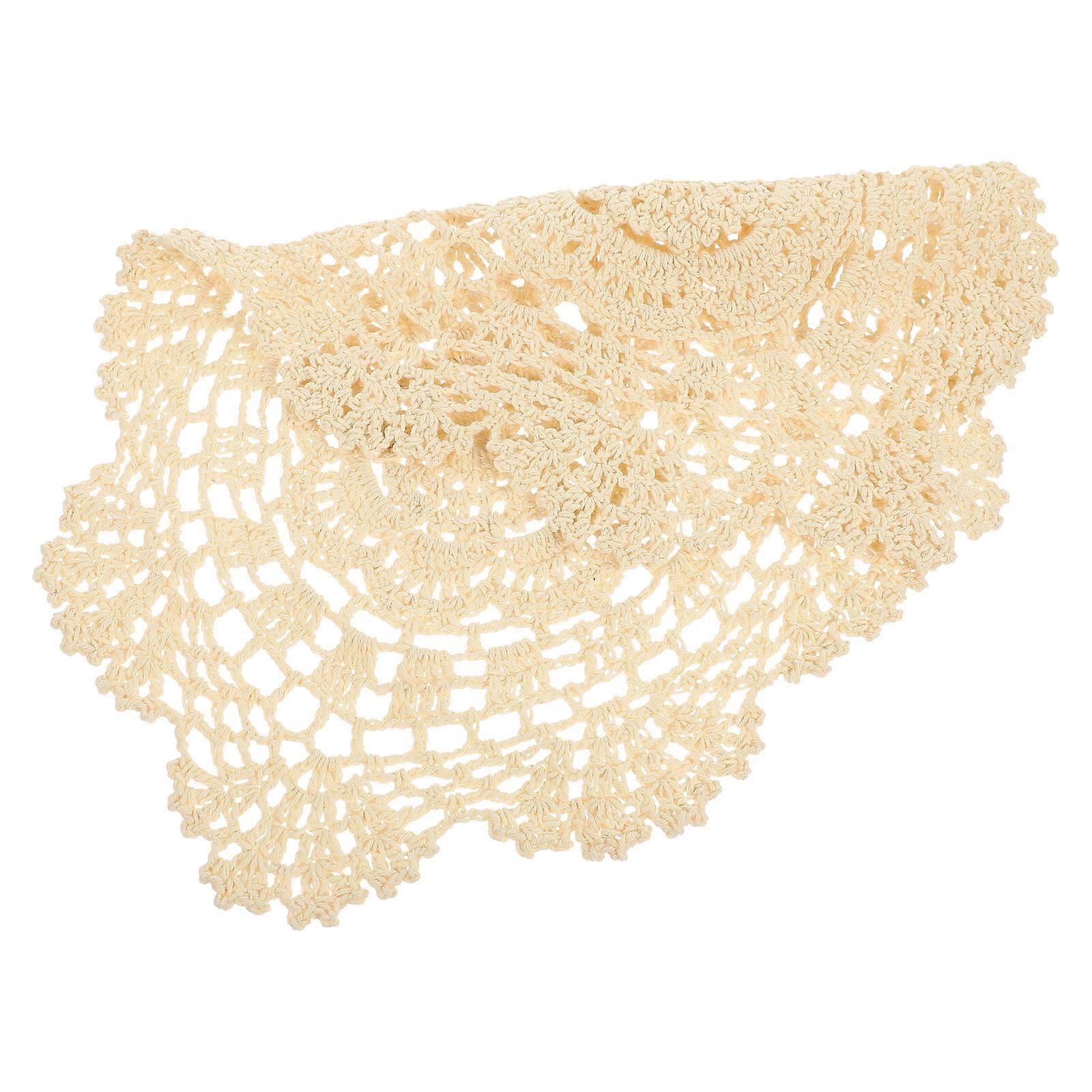 Lace Placemats Cotton Crochet Table Mat for Dining Table 5Pcs Beige Set