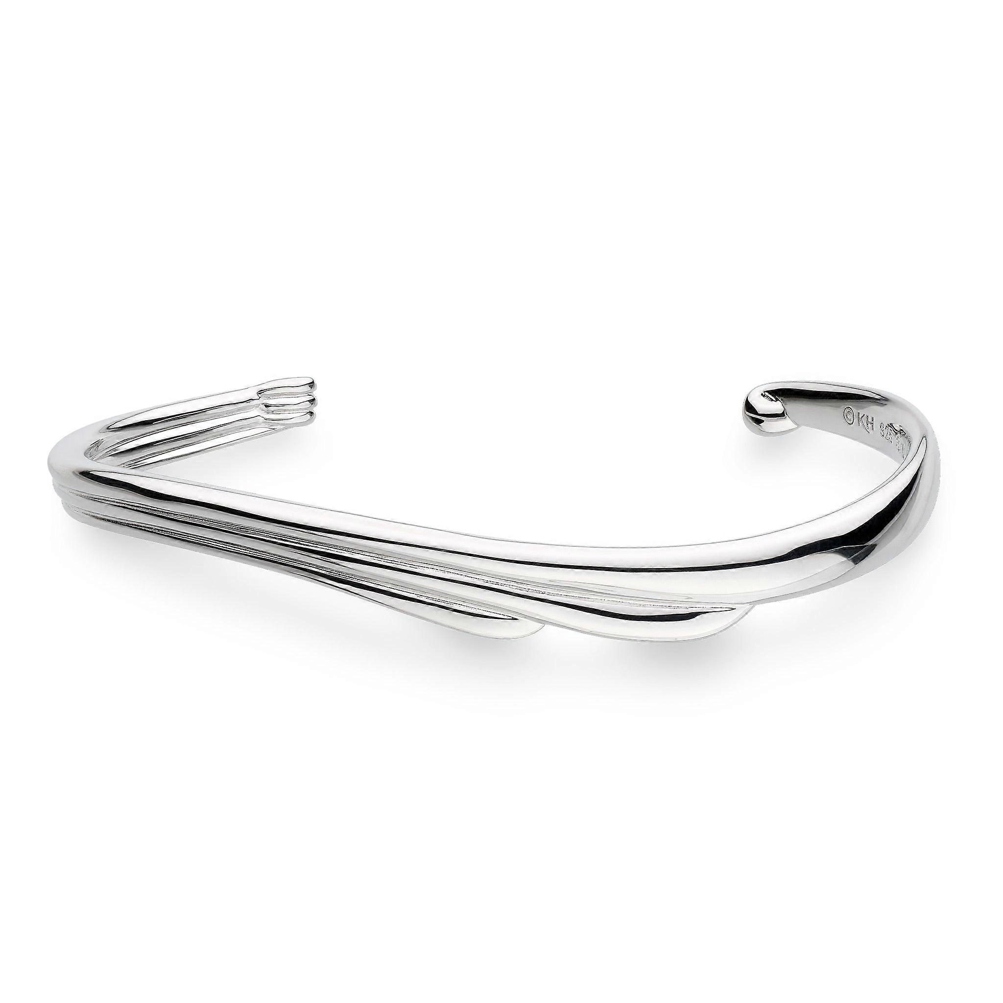 Kit Heath Océane Shell Wave Rhodium Plated Narrow Cuff Bangle