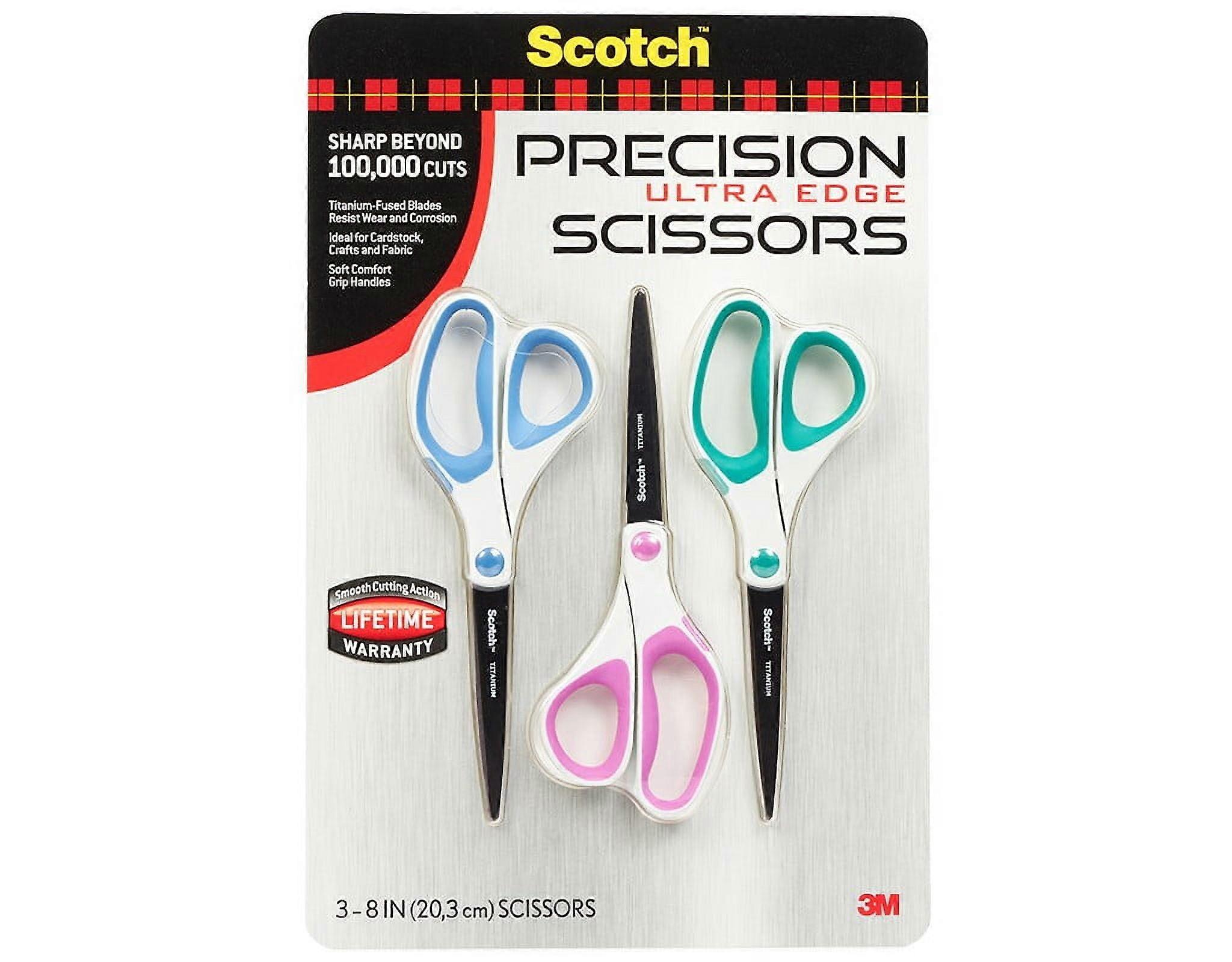 Precision Ultra Edge Scissors, 8 in., Assorted Colors, 3 Count