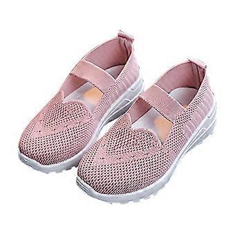 Tênis infantil tipo meia para meninos e meninas, ideal para atividades físicas, tênis, caminhada e escola, na cor rosa, tamanho 11-12 anos.