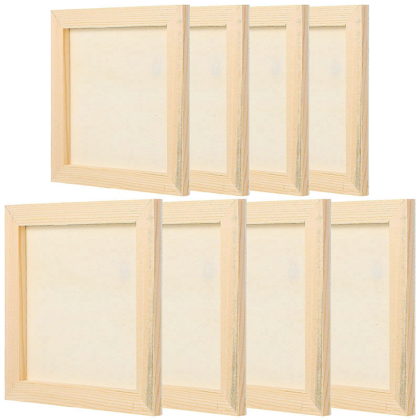Square Craft Frames Wooden Photo Frames for Art Projects 8Pcs