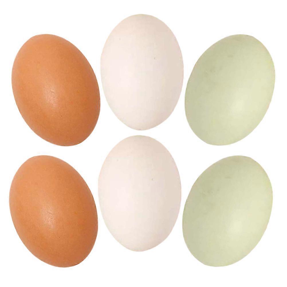 Simulated Eggs Wooden Artificial Eggs for Easter Decor 6Pcs Set