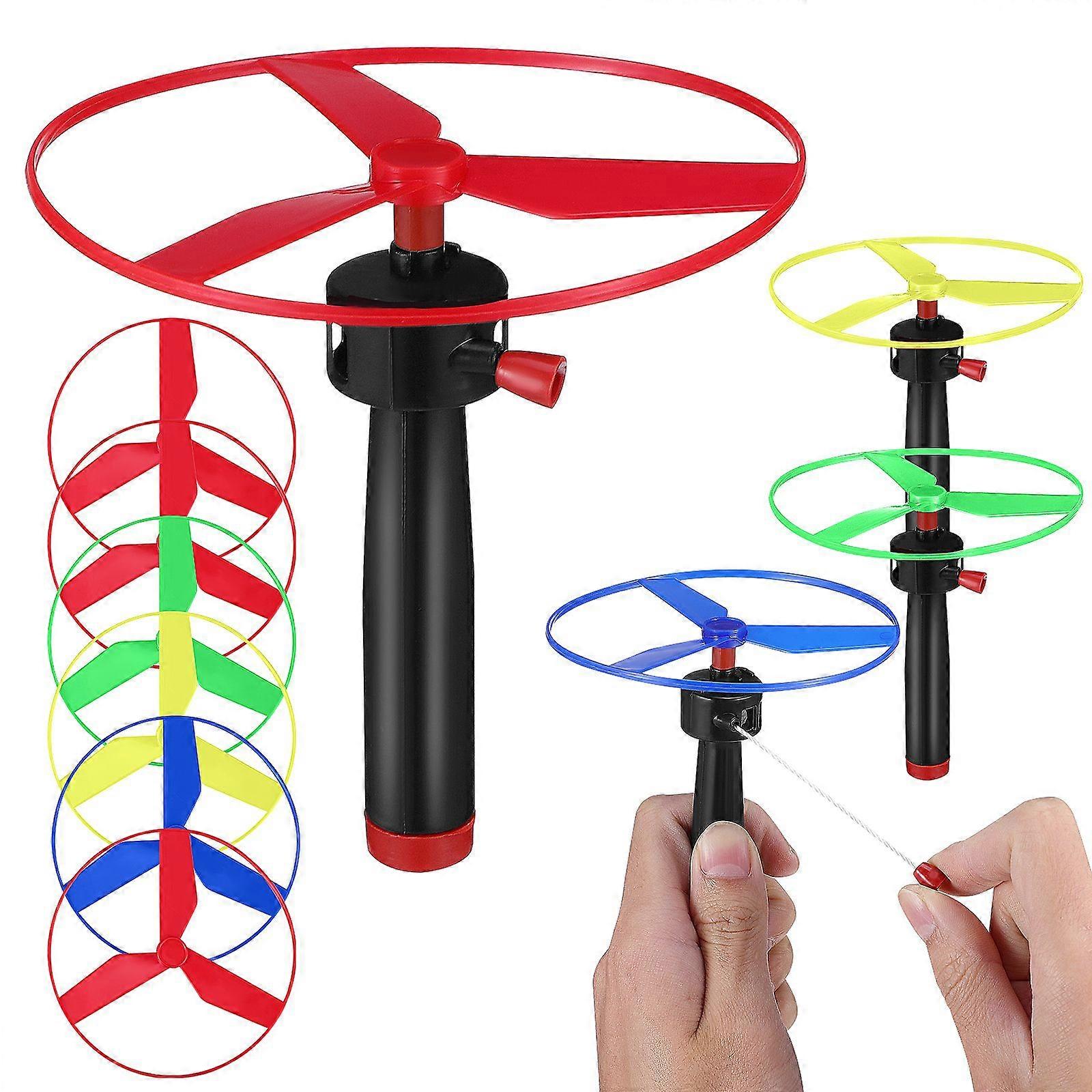 1 Set Propeller Toy Pull String Flying Saucers Outdoor Interactive Training Toy