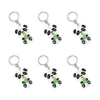 6 stuks Cartoon Panda Design sleutelhangers delicate unieke diervormige sleutelhangers handtas opknoping hangers decoratie