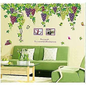 Heytea Växter Lila Vinrankor Gröna Löv Fjärilar Engelska Bokstäver Fotoramar Väggdekal PVC Hemklistermärke Hus Vinylpapper Dekoration Tapet