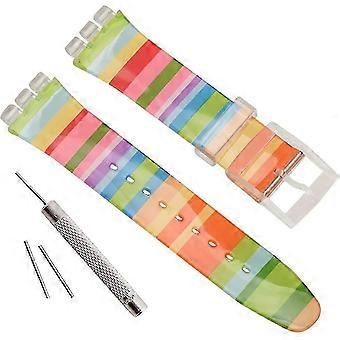 Wymienny wodoodporny pasek do zegarka z gumy silikonowej do zegarka Swatch (17 mm 19 mm 20 mm) (17 mm, opalizacja)-MXBC