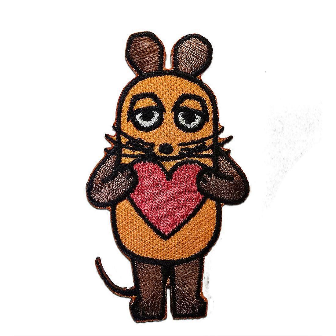 Patch / Iron-on Patch Mouse Shipment with Mouse Kids Orange 7.5 x 4 cm Patch