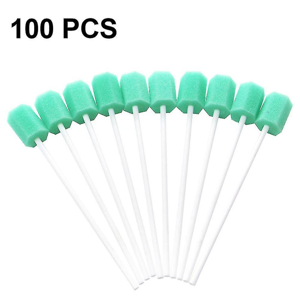 100 Pcs Oral Care Swabs - Tooth Cleaning Mouth Toothette Oral Sponge Swabs Unflavored