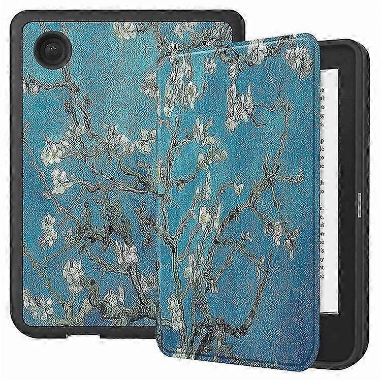 Compatible For Kobo Clara 2E Pattern Printing PU Leather Folio E-reader Cover Shockproof Smart Auto Sleep / Wake Protective Case
