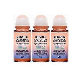 Aceite corporal roll-on de ricino dorado orgánico puro con cuarzo rosa para la piel 50 ml_yyc