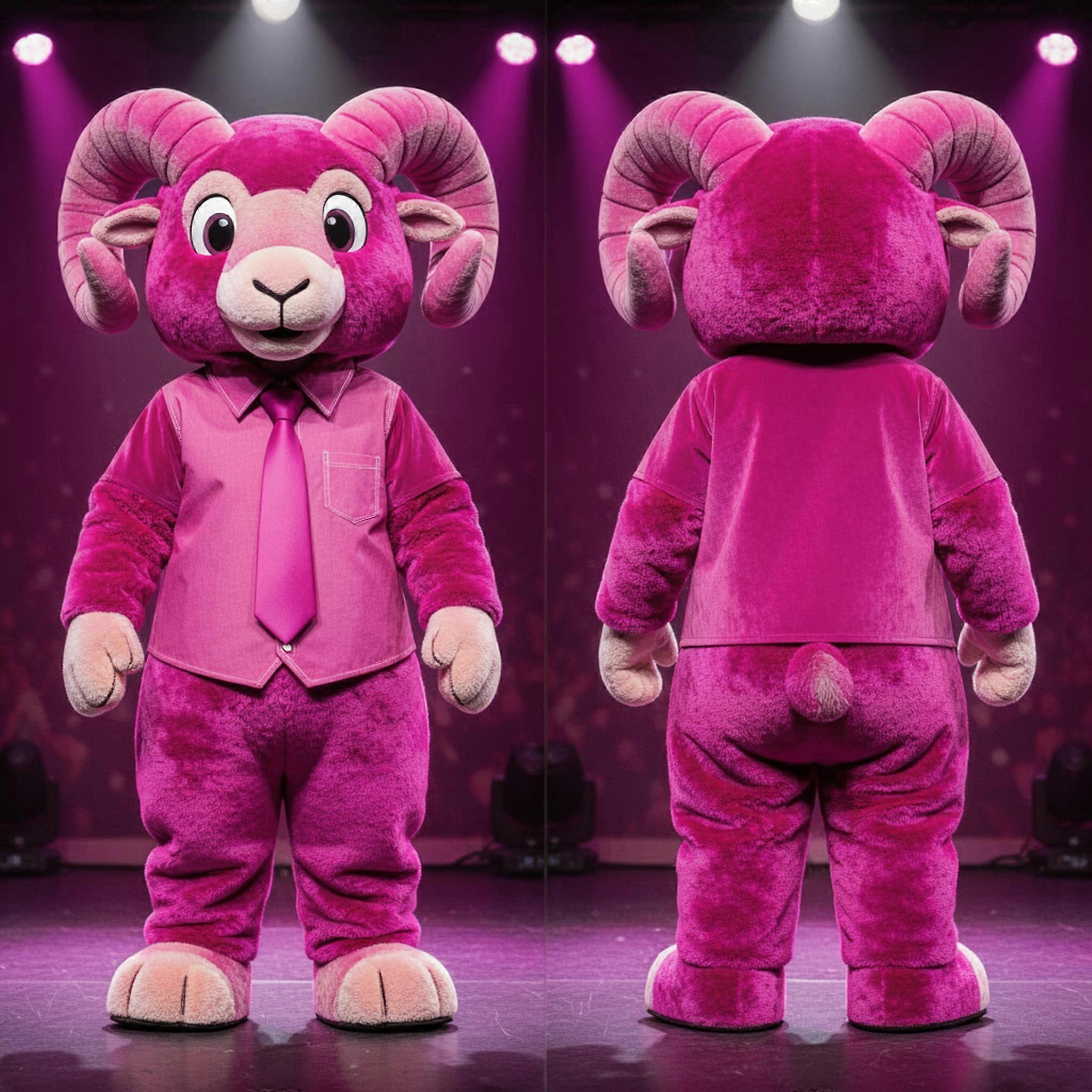 MASTICOT Magenta Velvety Ram Mascot
