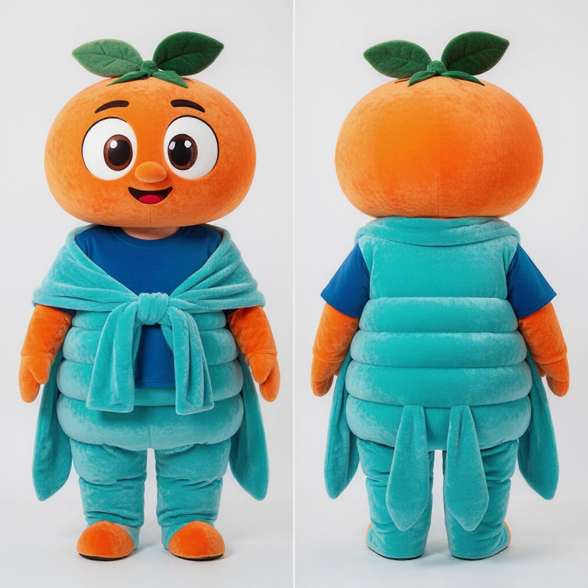 MASTICOT Cyan Padded Cartoon Mandarin Mascot