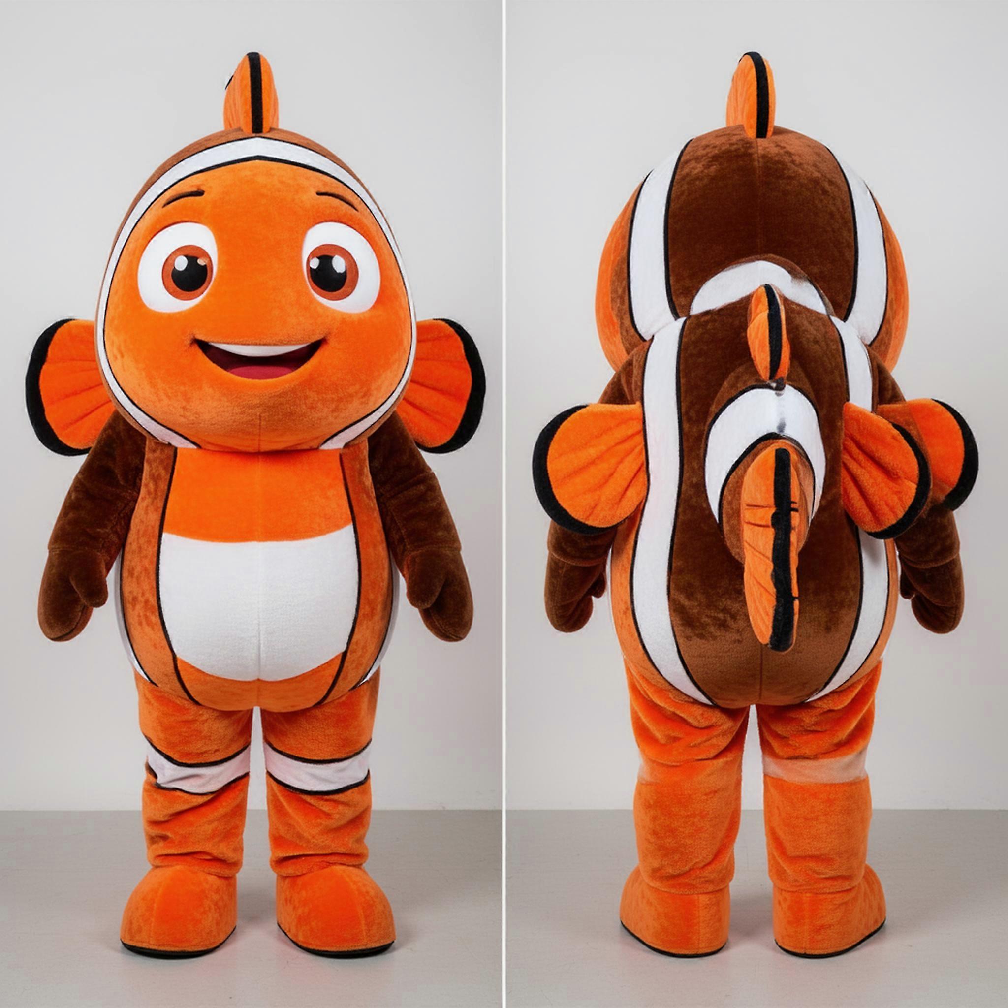 MASTICOT Vibrant Orange Striped Clown Fish Mascot